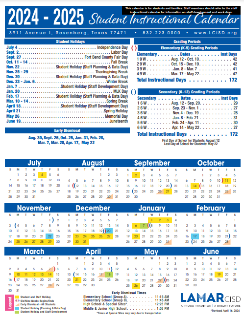 LCISD Instructional Calendar 22-23