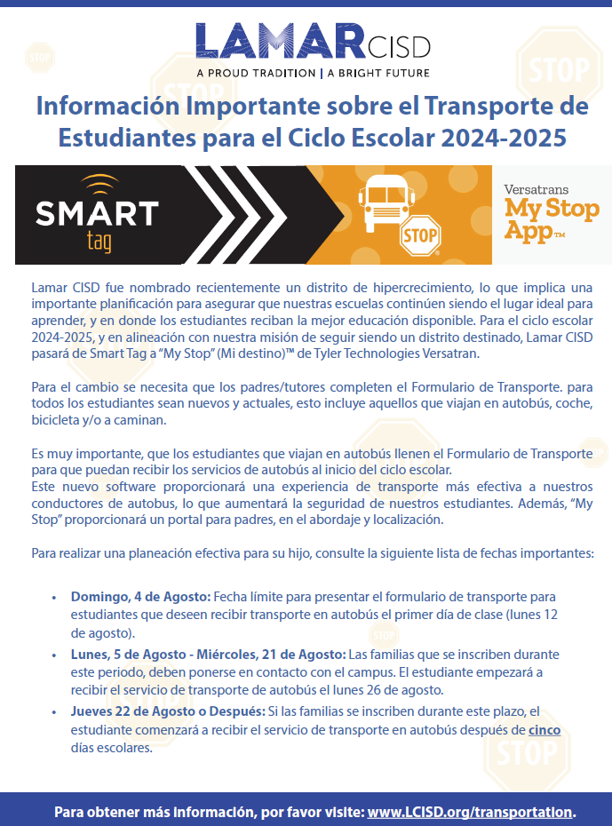 MyStop Info Flyer Spanish