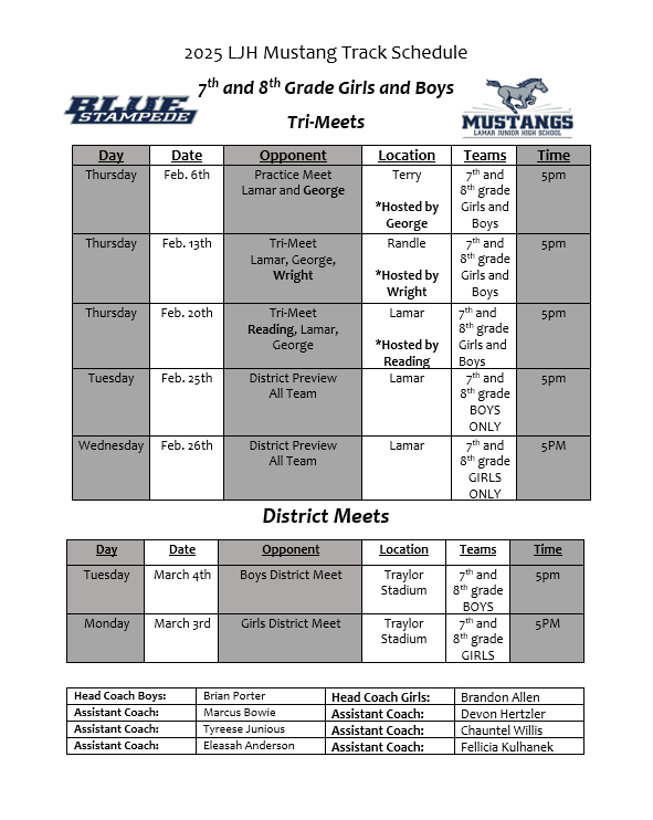 track schedule